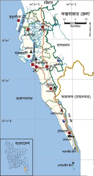 কক্সবাজার জেলার ম্যাপ